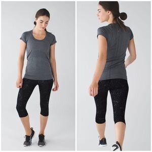 LULULEMON Pedal Pace Crop Star Crushed Coal Black Leggings